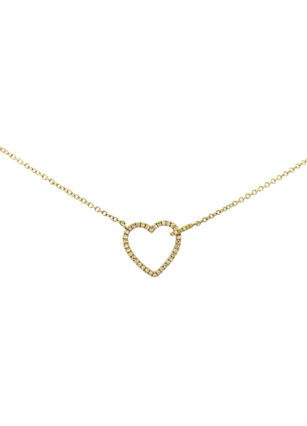 Open-heart diamond link necklace with a sparkling diamond at the center, set in a delicate gold design — a perfect blend of romance, elegance, and sophistication.