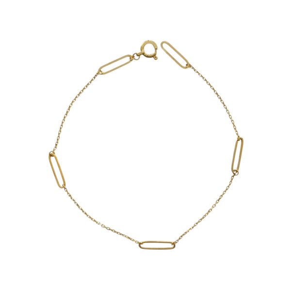 Bracelet with elongated paper clip links in 18K yellow gold, offering a minimalist and chic design for versatile, everyday wear.